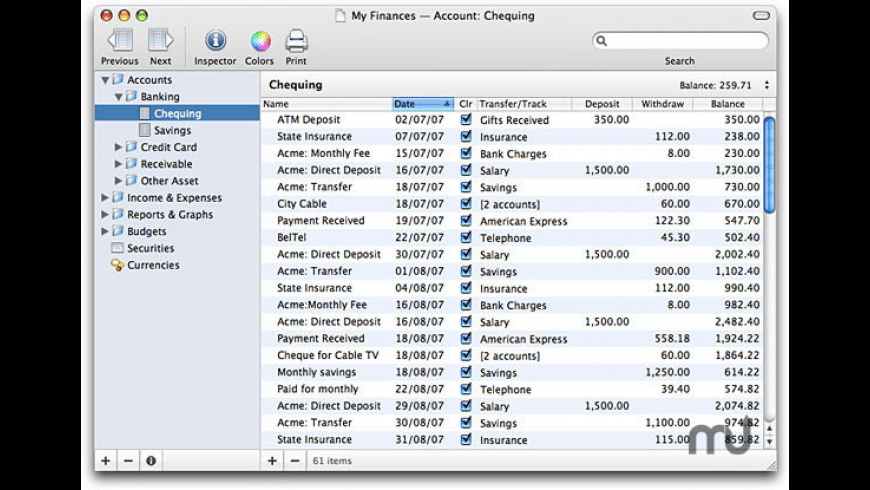 bank account software for mac